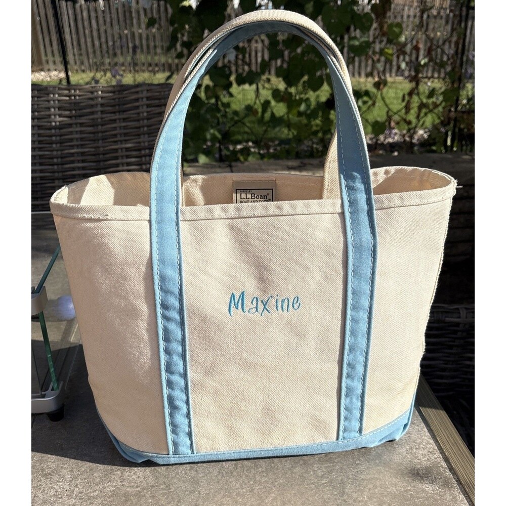 LL Bean Boat and Tote 13" x 12" x 6" Canvas Bag Made in USA embroidered Maxine